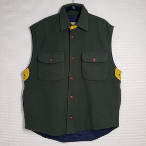 Vintage American Eagle Fleece Vest Mens Large Green Yellow Y2K Outdoor Lined